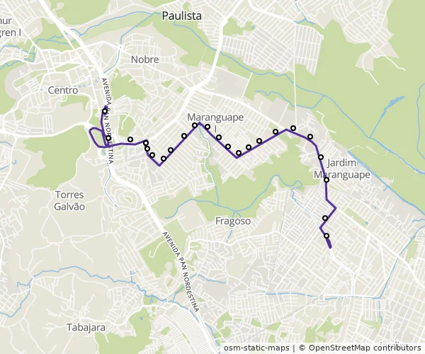Mapa do itinerário da linha