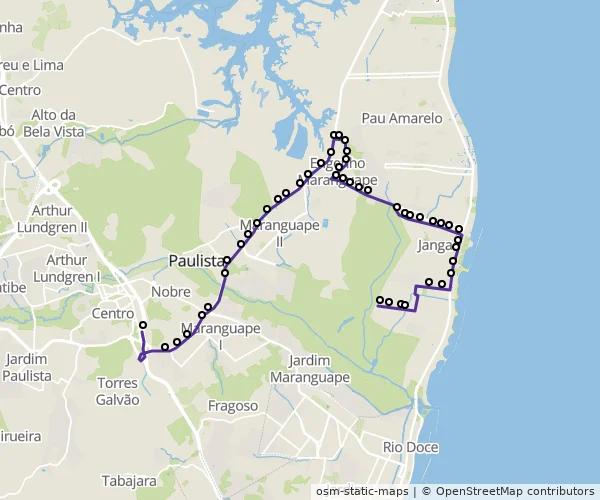 Mapa do itinerário da linha