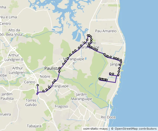 Mapa do itinerário da linha
