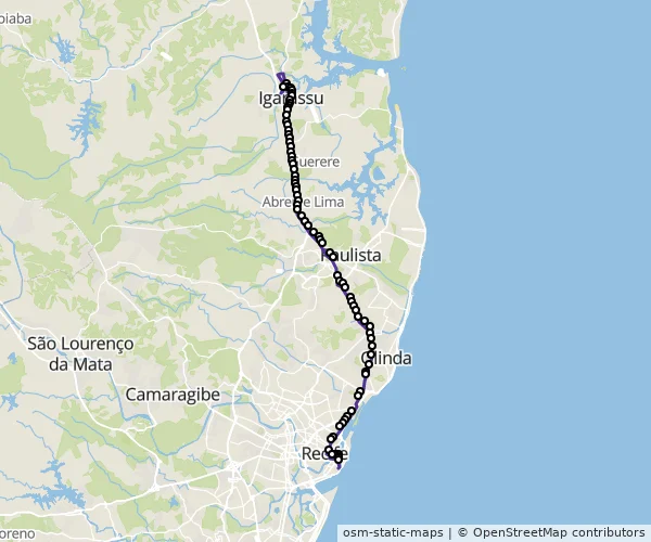 Mapa do itinerário da linha