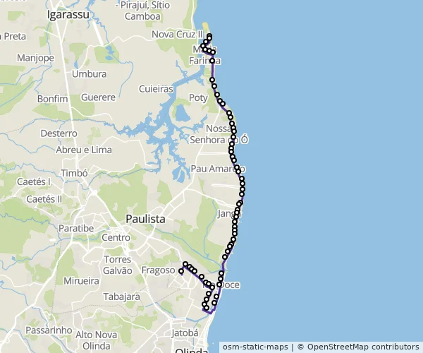 Mapa do itinerário da linha