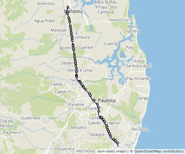 Mapa do itinerário da linha