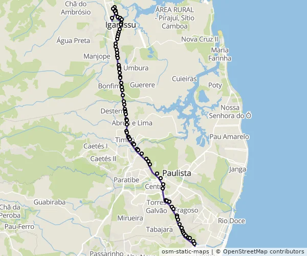 Mapa do itinerário da linha
