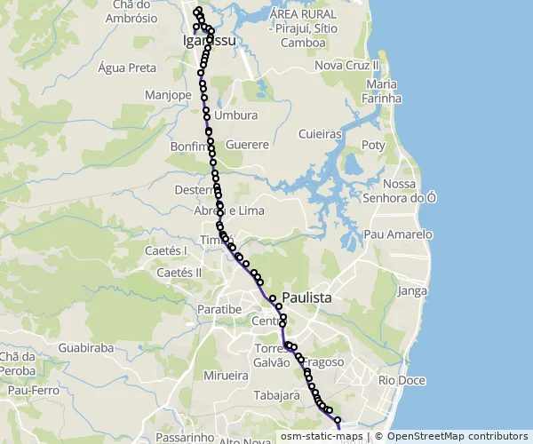 Mapa do itinerário da linha