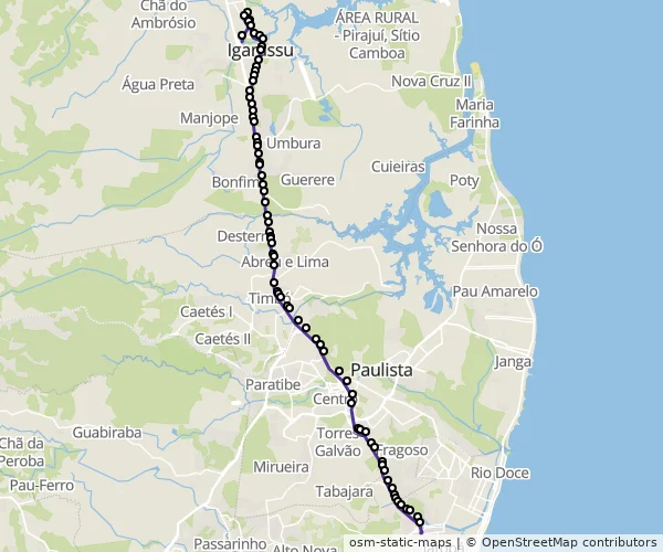 Mapa do itinerário da linha