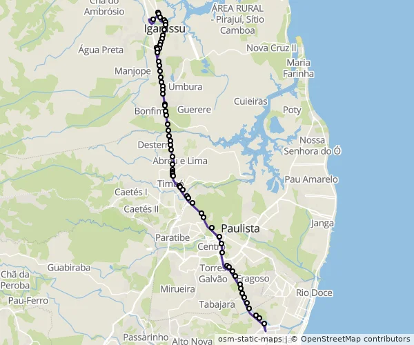 Mapa do itinerário da linha