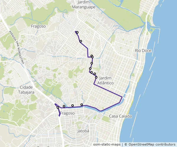 Mapa do itinerário da linha