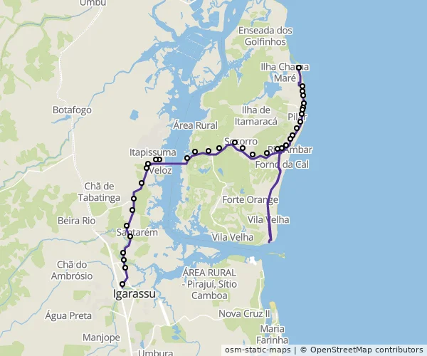 Mapa do itinerário da linha