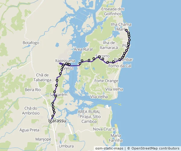 Mapa do itinerário da linha