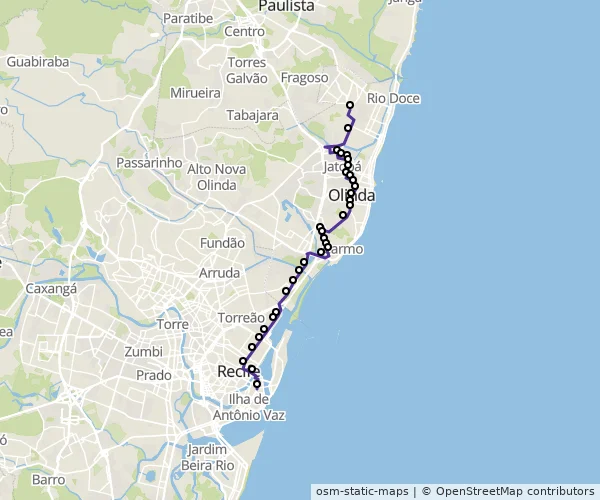 Mapa do itinerário da linha