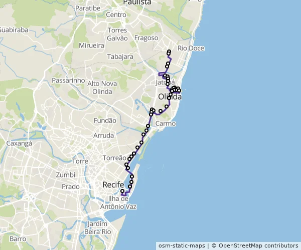 Mapa do itinerário da linha