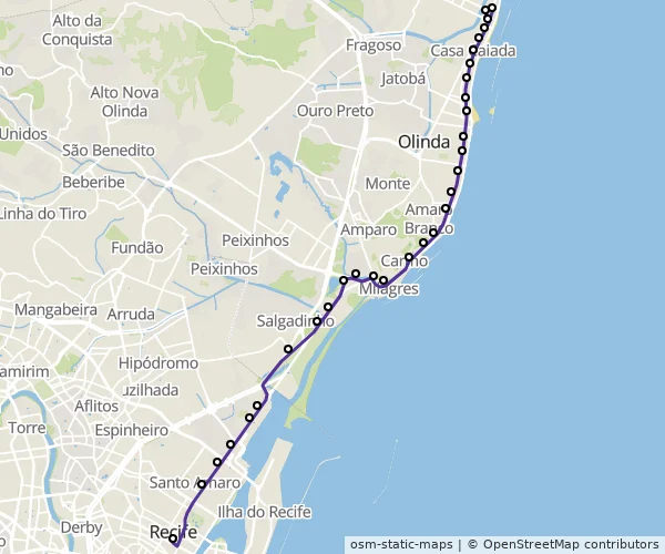 Mapa do itinerário da linha