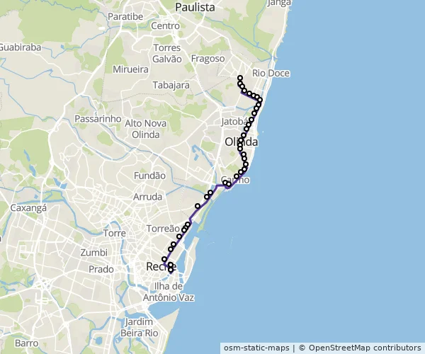 Mapa do itinerário da linha
