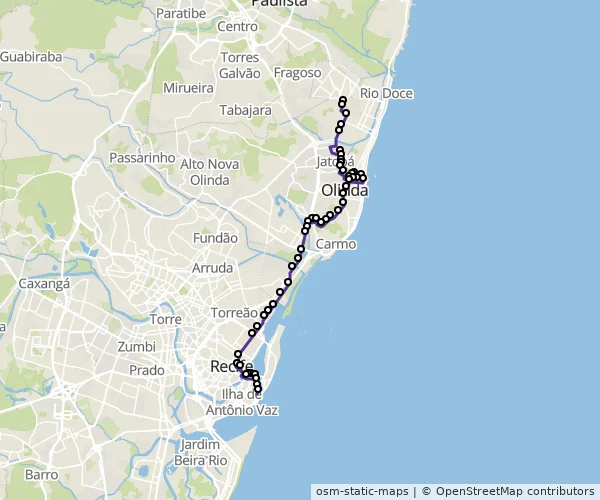 Mapa do itinerário da linha