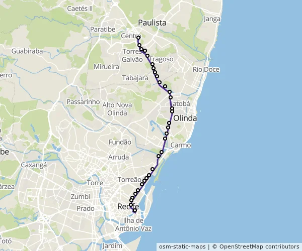 Mapa do itinerário da linha