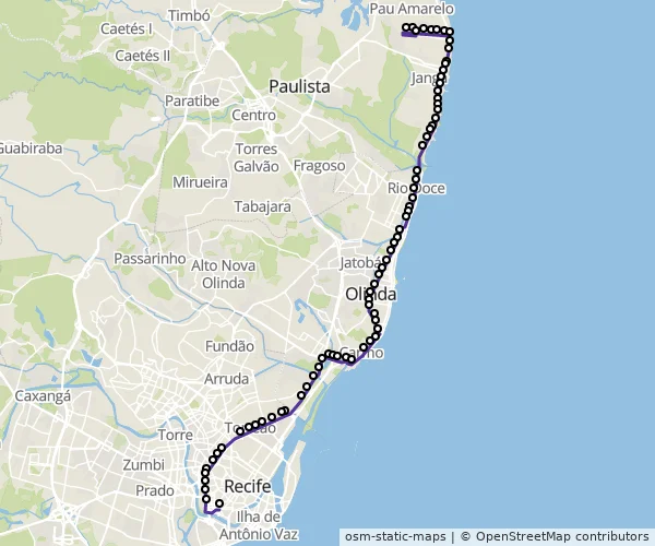 Mapa do itinerário da linha