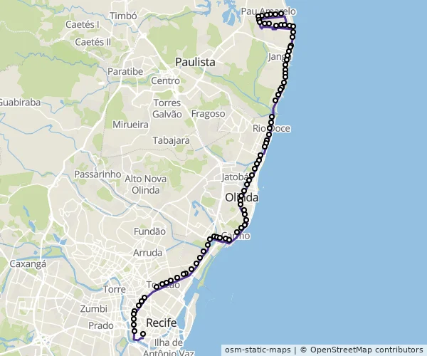 Mapa do itinerário da linha