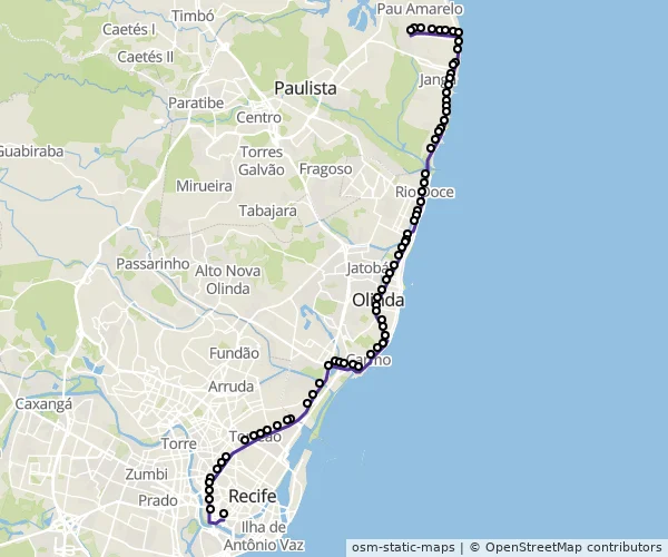 Mapa do itinerário da linha