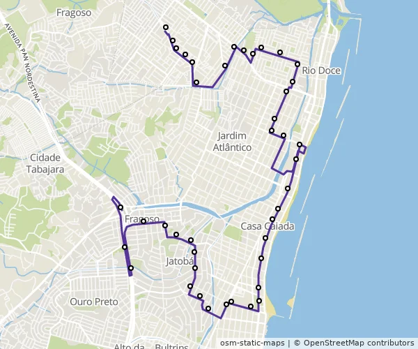 Mapa do itinerário da linha