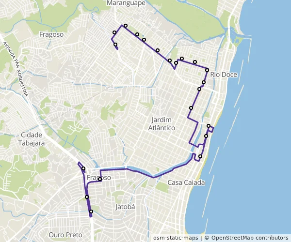 Mapa do itinerário da linha