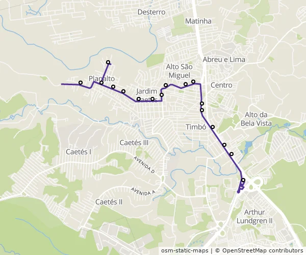Mapa do itinerário da linha
