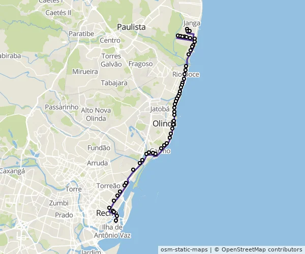 Mapa do itinerário da linha