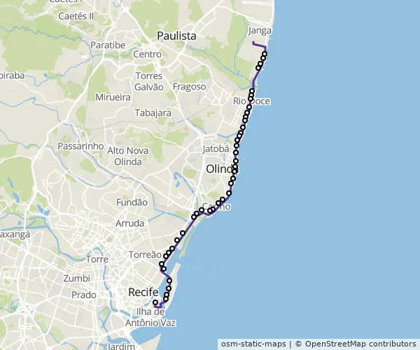 Mapa do itinerário da linha