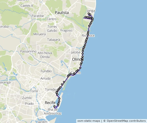 Mapa do itinerário da linha