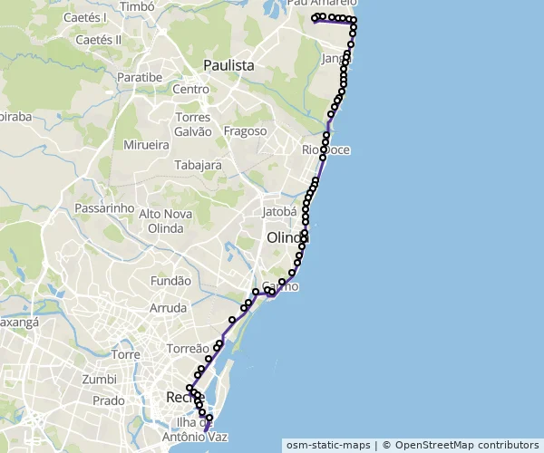 Mapa do itinerário da linha