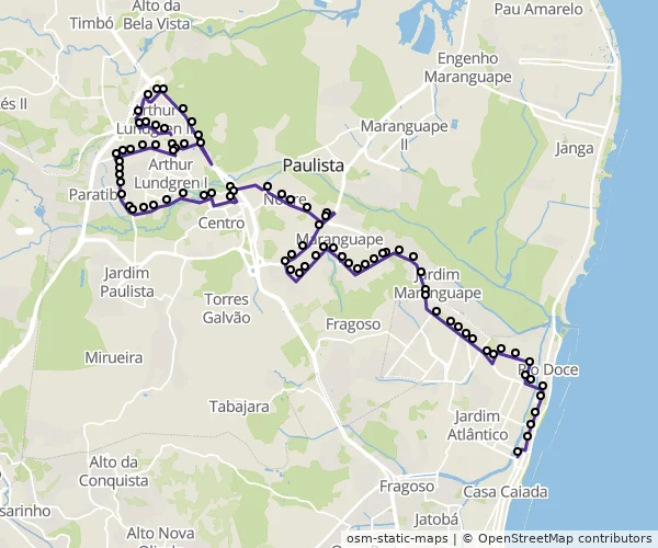 Mapa do itinerário da linha