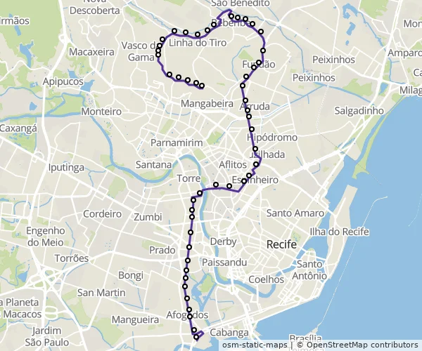 Mapa do itinerário da linha