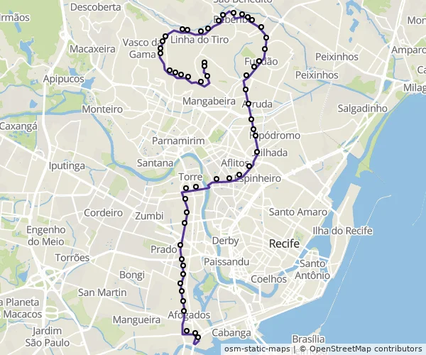 Mapa do itinerário da linha