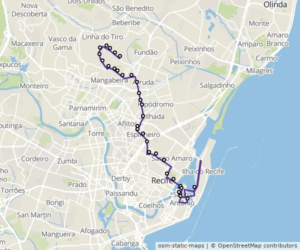 Mapa do itinerário da linha