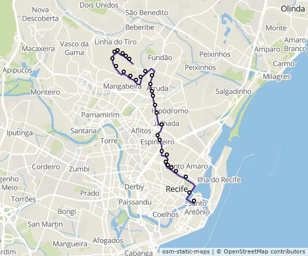 Mapa do itinerário da linha