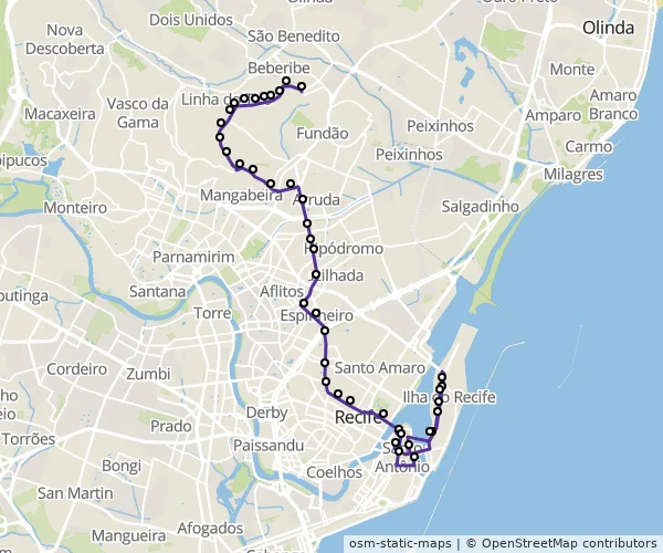 Mapa do itinerário da linha