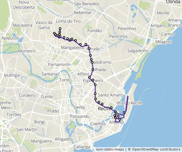 Mapa do itinerário da linha