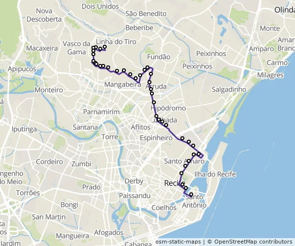 Mapa do itinerário da linha