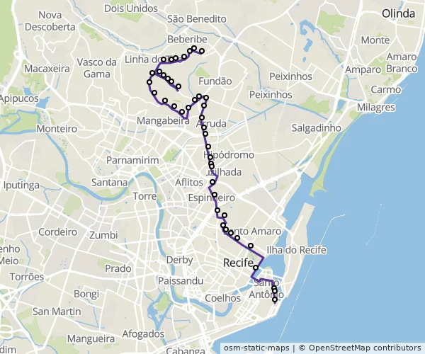 Mapa do itinerário da linha