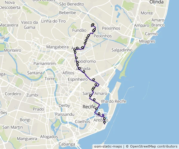 Mapa do itinerário da linha