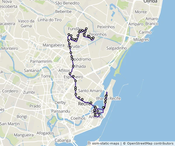 Mapa do itinerário da linha