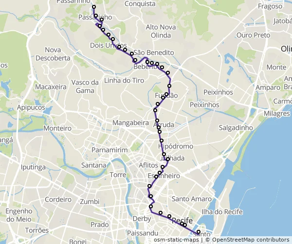 Mapa do itinerário da linha