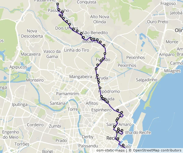 Mapa do itinerário da linha