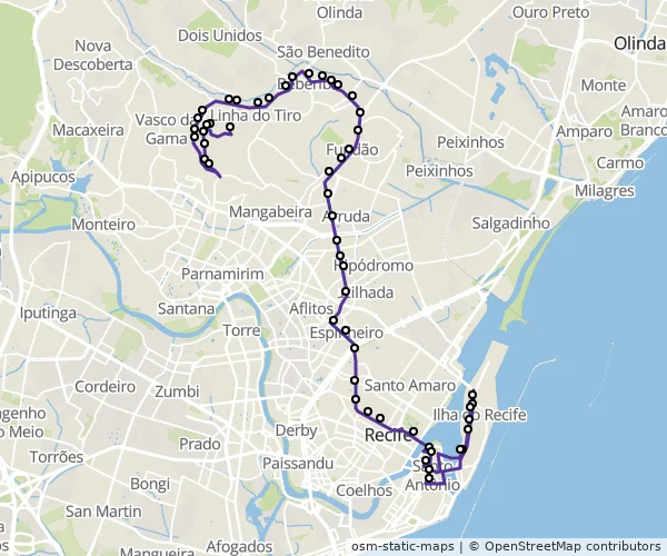 Mapa do itinerário da linha