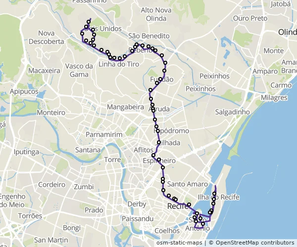 Mapa do itinerário da linha