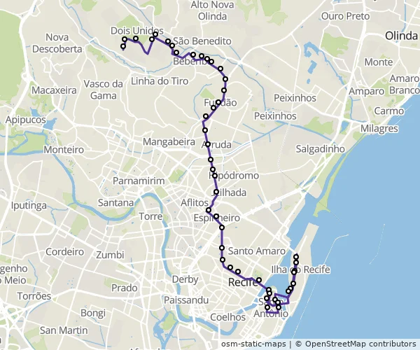 Mapa do itinerário da linha