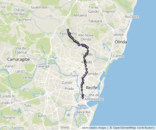Mapa do itinerário da linha