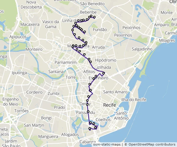 Mapa do itinerário da linha