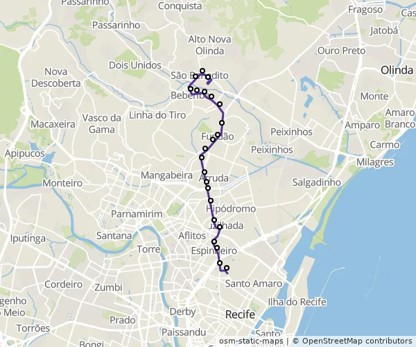 Mapa do itinerário da linha