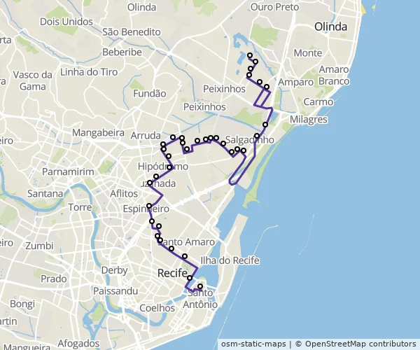 Mapa do itinerário da linha
