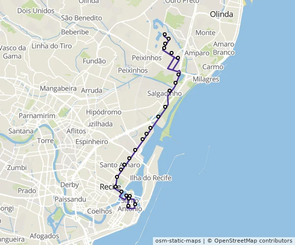 Mapa do itinerário da linha